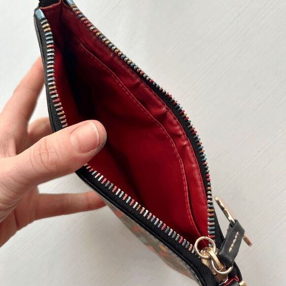 Y2K Dooney & Bourke Rainbow Monogram Wristlet Zip Pouch with Heart Tag - Picture 2 of 14